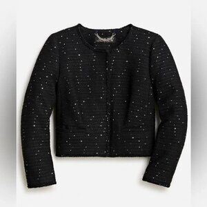 J. Crew Louisa Lady Jacket in Black Sequin Tweed Size 6